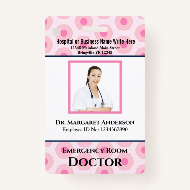 Custom Employee Photo Logo Bar Code Name Badge (Front)