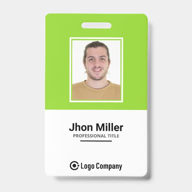 Custom Employee Photo, Logo, Bar Code, Name Badge (Front)