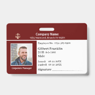 Custom Employee Photo Logo Bar Code Name Badge