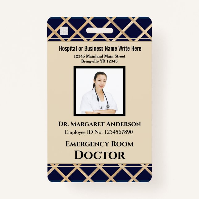 Custom Employee Photo Logo Bar Code Name Badge (Front)