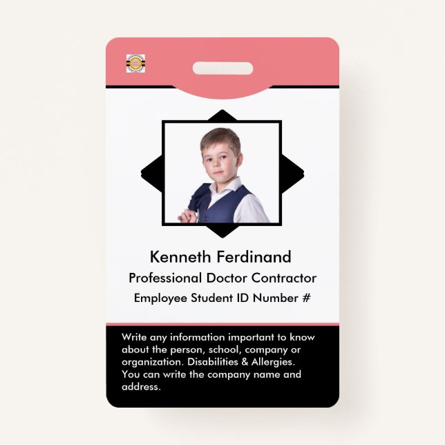Custom Employee Photo Logo Bar Code Name Badge (Front)