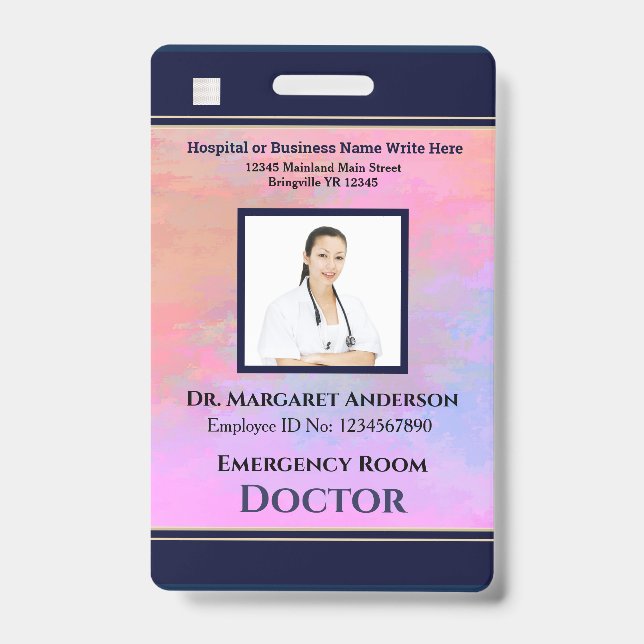 Custom Employee Photo Logo Bar Code Name Badge (Front)