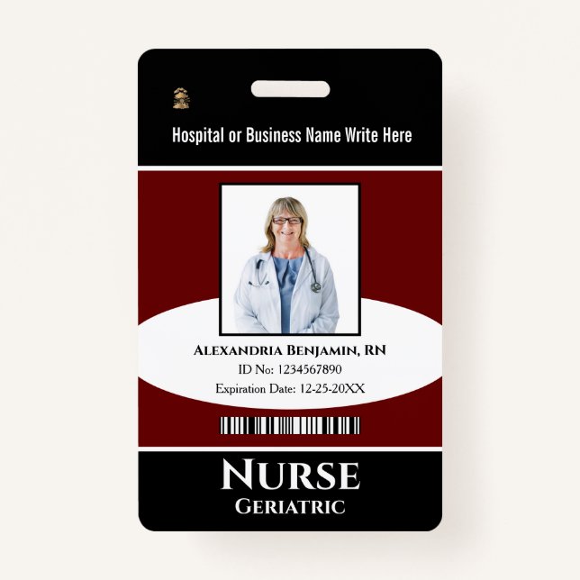 Custom Employee Photo Logo Bar Code Name Badge (Front)
