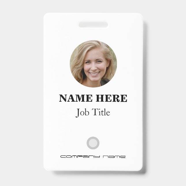Custom Employee Photo Logo Bar Code Name Badge (Front)