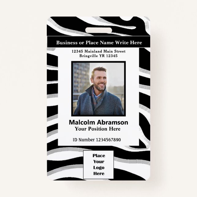 Custom Employee Photo Logo Bar Code Name Badge (Front)