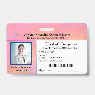 Custom Employee Photo Logo Bar Code Name Badge