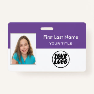 Custom Employee Photo Logo, Bar Code name Badge