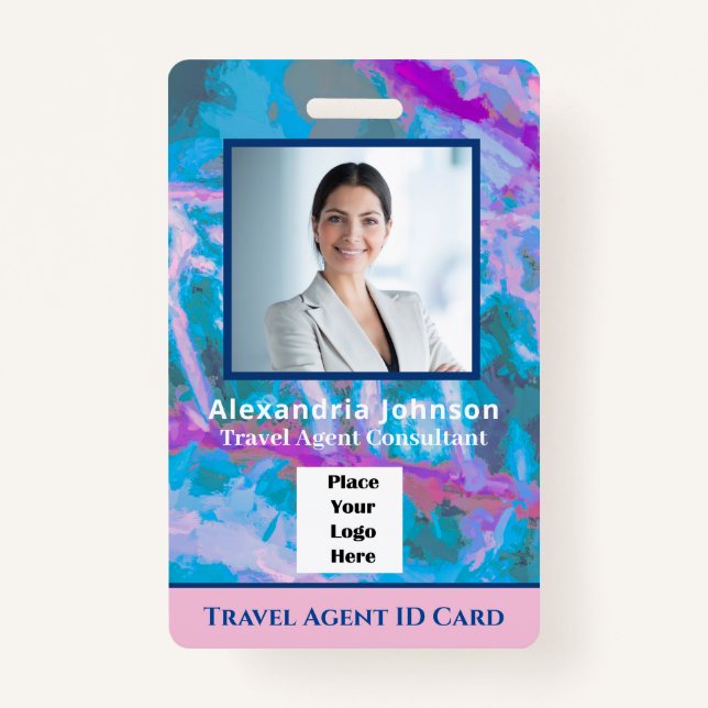 Custom Employee Photo Logo Bar Code Name Badge (Front)