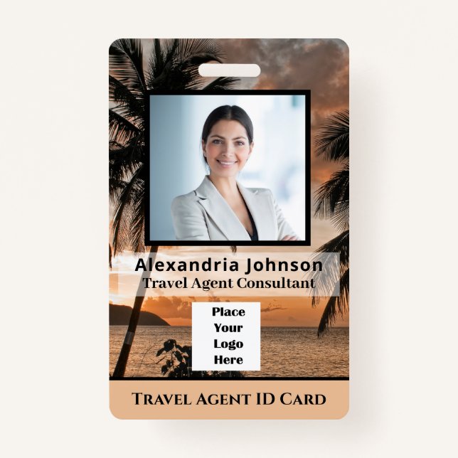 Custom Employee Photo Logo Bar Code Name Badge (Front)