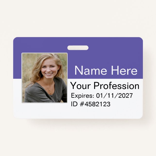 Custom Employee Photo Logo Bar Code Name Badge ID (Front)