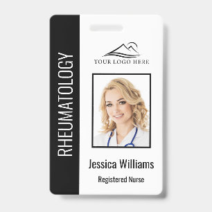 Custom Employee Photo Logo Bar Code Name Black Badge
