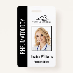 Custom Employee Photo Logo Bar Code Name Black Badge