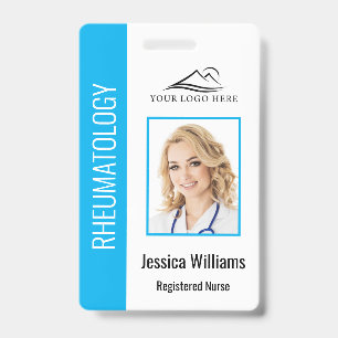 Custom Employee Photo Logo Bar Code Name Blue Badge