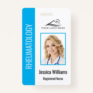 Custom Employee Photo Logo Bar Code Name Blue Badge