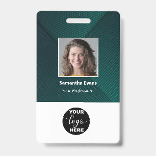 Custom Employee Photo Logo Bar Code Name ID Green Badge