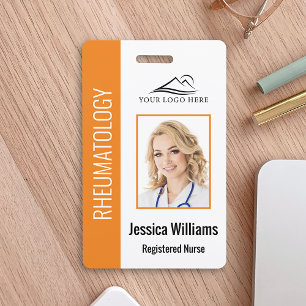 Custom Employee Photo Logo Bar Code Name Orange Badge