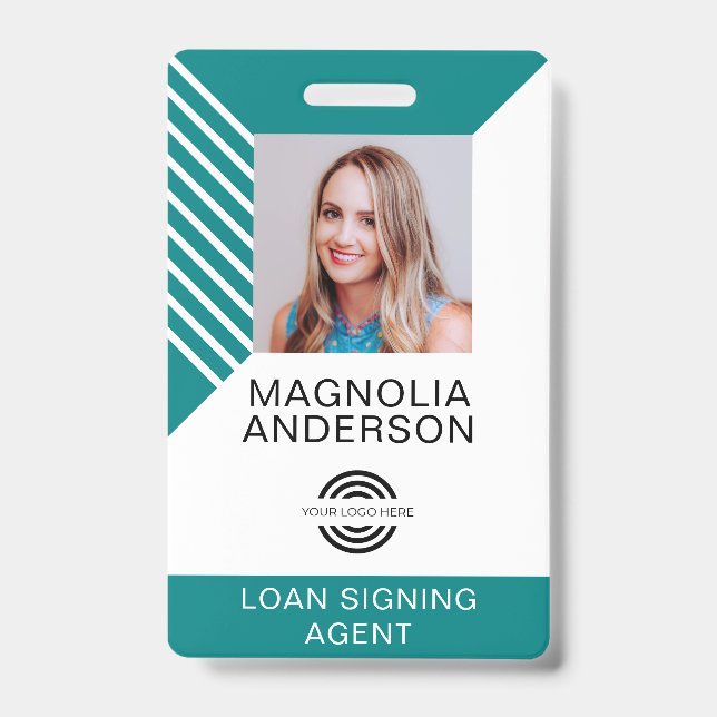 Custom Employee Photo Logo Barcode Name Badge (Front)