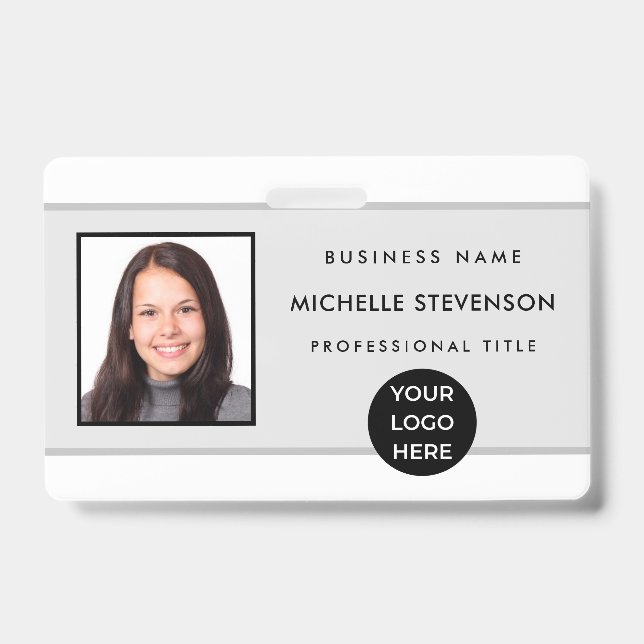 Custom Employee Photo Logo Barcode Name Badge (Front)