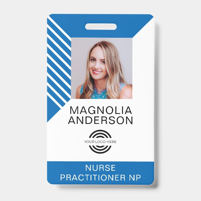 Custom Employee Photo Logo Barcode Name Badge (Front)
