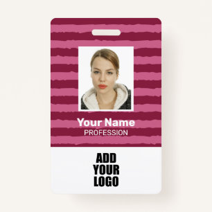 Custom Employee Photo Logo & Barcode Stripes  Badge