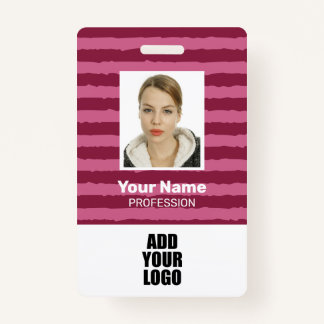Custom Employee Photo Logo & Barcode Stripes Badge