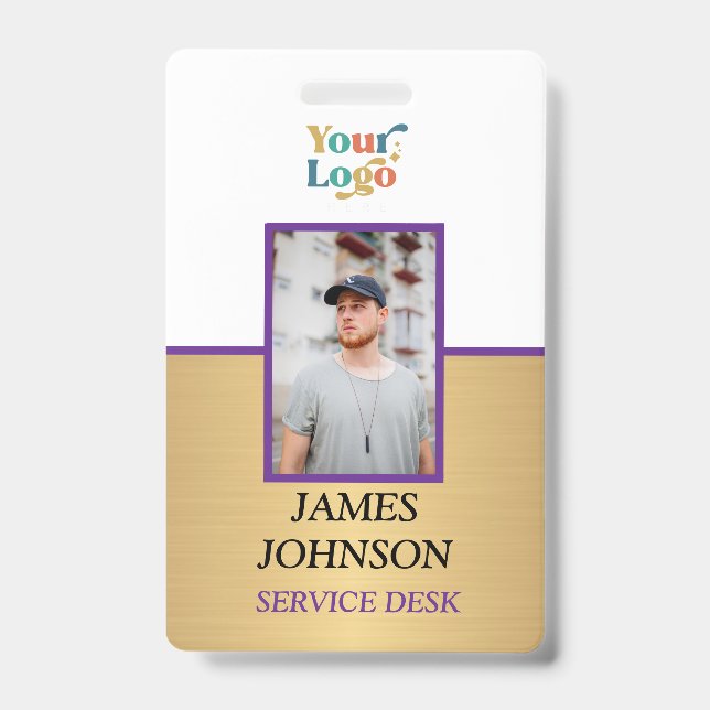 Custom Employee Photo Logo Name Badge (Front)