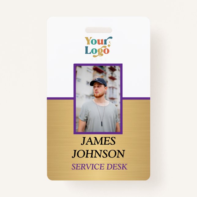 Custom Employee Photo Logo Name Badge (Front)