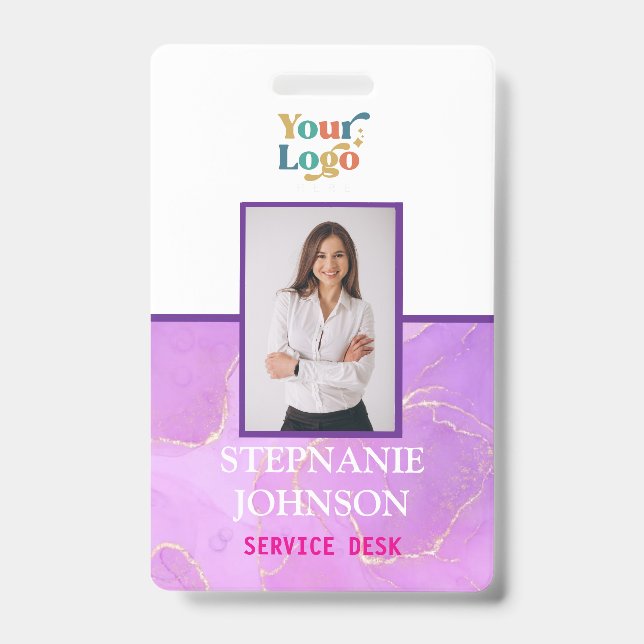 Custom Employee Photo Logo Name Badge (Front)