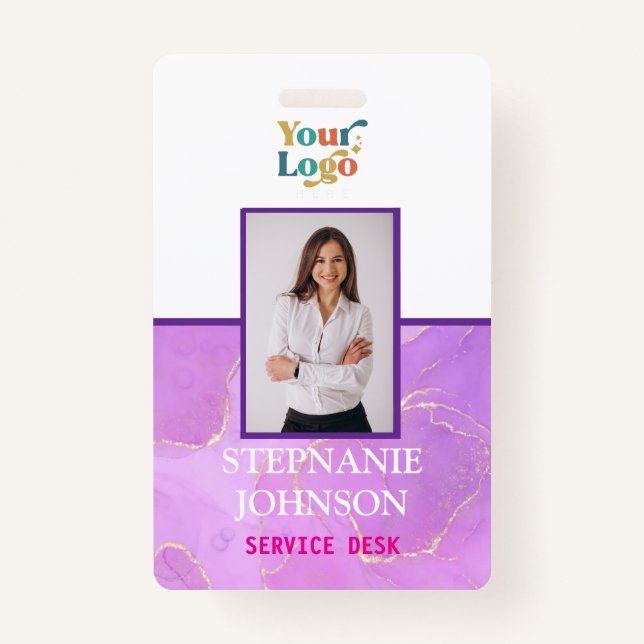 Custom Employee Photo Logo Name Badge (Front)