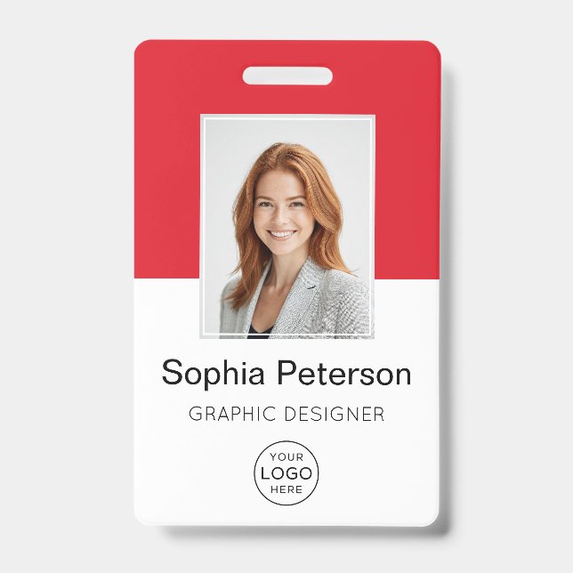 Custom Employee Photo, Logo, Name Badge (Front)
