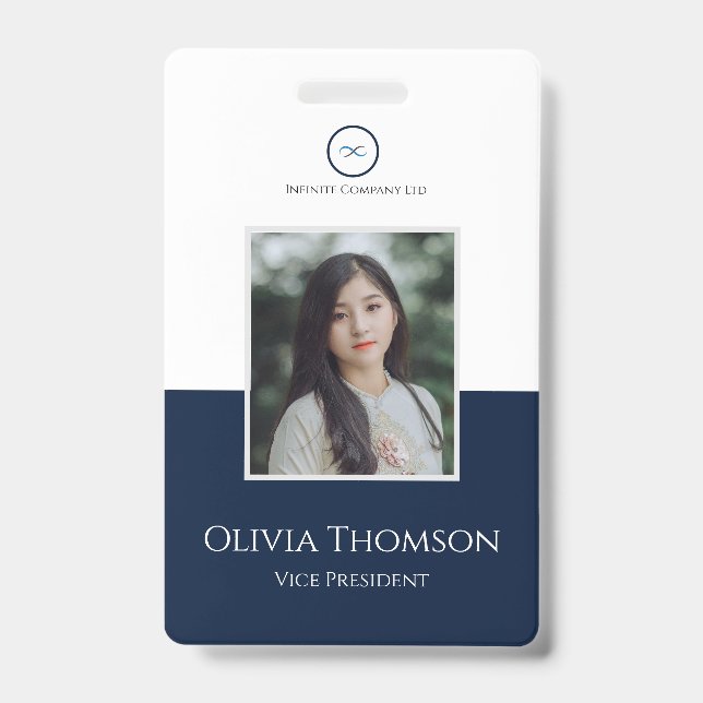 Custom Employee Photo, Logo, Name Badge (Front)