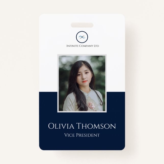 Custom Employee Photo, Logo, Name Badge (Front)