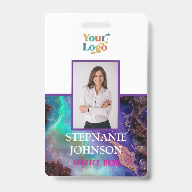Custom Employee Photo Logo Name Badge (Front)