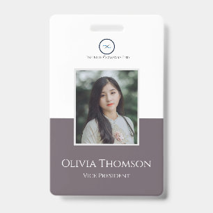 Custom Employee Photo, Logo, Name Granite Grey Badge