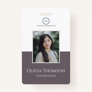 Custom Employee Photo, Logo, Name Granite Grey Badge