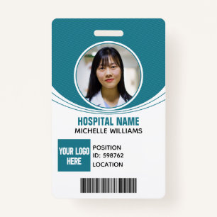 Custom employee photo logo name ID barcode Badge