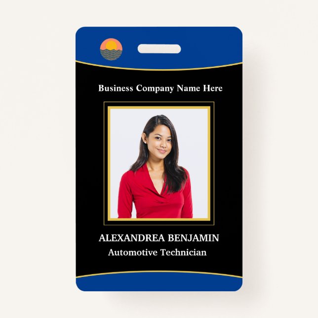 Custom Employee Photo Logo Name ID Card  Badge (Front)