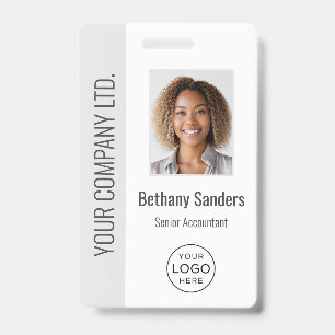 Custom Employee Photo, Logo, Name Light Grey Badge