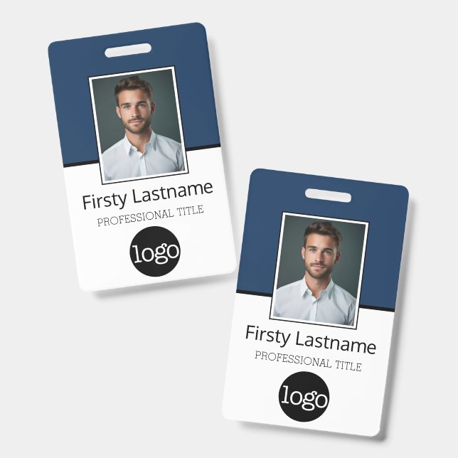 Custom Employee Photo Logo Name - Same Both Sides Badge (Front & Back)