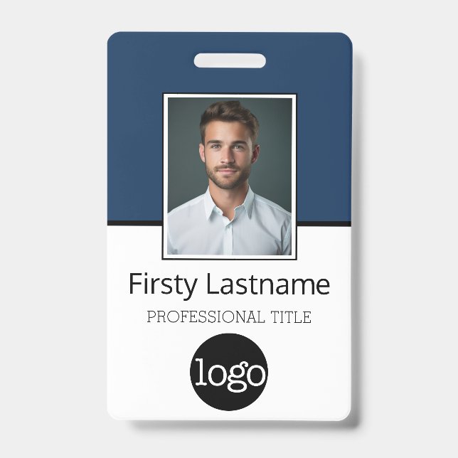 Custom Employee Photo Logo Name - Same Both Sides Badge (Front)