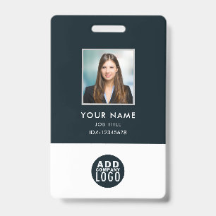 Custom Employee Photo Name Badge Bar Code Logo