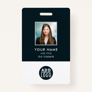 Custom Employee Photo Name Badge Bar Code Logo
