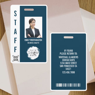 Custom Employee Photo Name Badge QR code Barcode