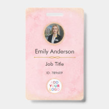 Custom Employee Photo Name Badge with Logo QR