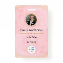 Custom Employee Photo Name Badge with Logo QR