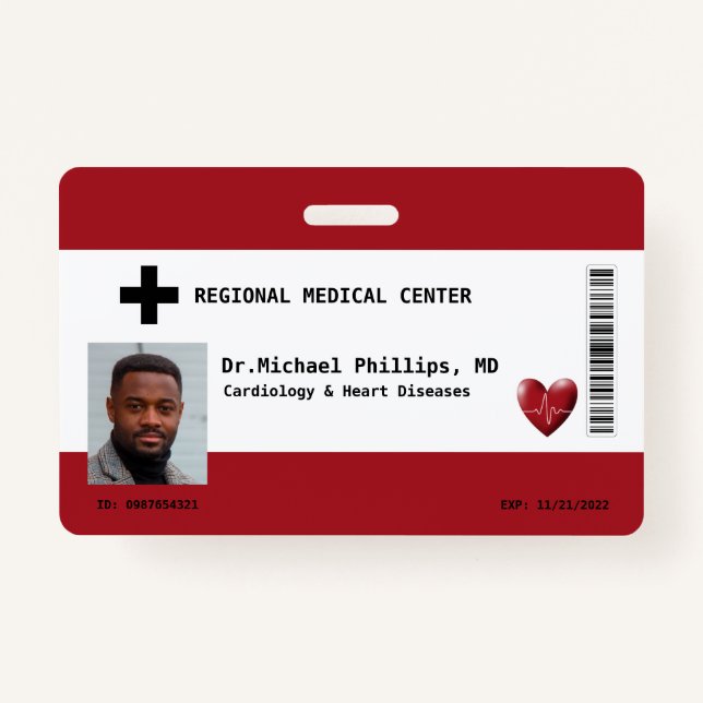 Custom Employee Photo, Name, Bar Code, Logo Badge (Front)