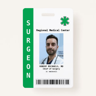 Custom Employee Photo, Name, Bar Code, Logo Badge