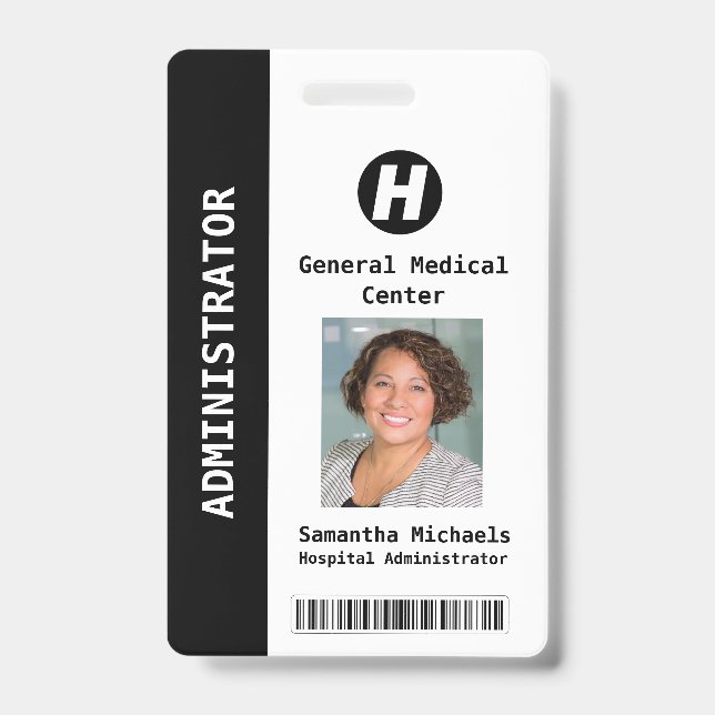 Custom Employee Photo, Name, Bar Code, Logo  Badge (Front)