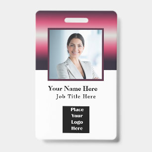 Custom Employee Photo Name Logo Bar Code Badge