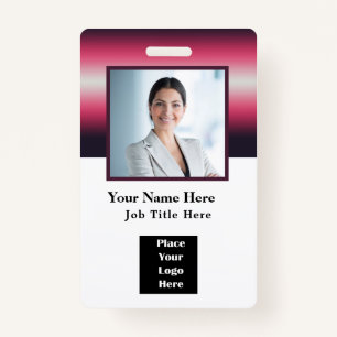 Custom Employee Photo Name Logo Bar Code Badge